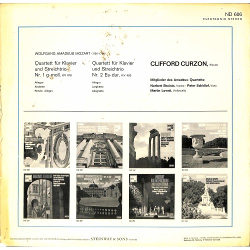 CD-Kopie von Vinyl: Mozart, Clifford Curzon, Mitglieder Des Amadeus-Quartetts – Klavierquartette G-Moll Und Es-Dur