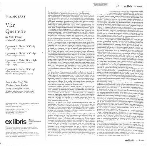 CD + LP: Wolfgang Amadeus Mozart – Vier Quartette Für Flöte, Violine, Viola Und Violoncello - 1969