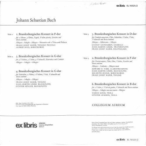 CD + LP:  J.S. Bach, Collegium Aureum – Brandenburgische Konzerte - 1969 - 2 LPs