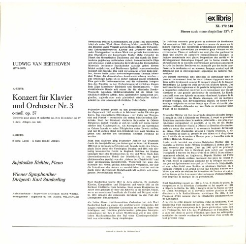 CD + LP: Beethoven, Wiener Symphoniker Dirigent: Kurt Sanderling – Piano Concerto No. 3 En Do Mineur - 1970