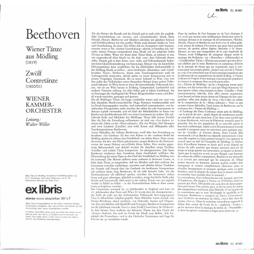 CD + LP: Beethoven, Wiener Kammerorchester, Walter Weller – Mödlinger Tänze / Contretänze - 1970