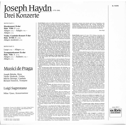 CD + LP: Joseph Haydn, Joseph Brázda, Václav Hudeček, Drei Konzerte Für Horn, Violine Und Cembalo, Trompete - 1986
