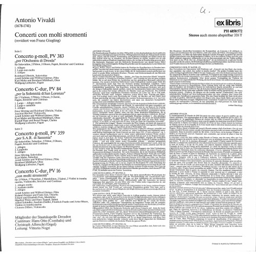 CD + LP: Vivaldi - Mitglieder Der Staatskapelle Dresden, Vittorio Negri – Concerti Con Molti Stromenti - 1971