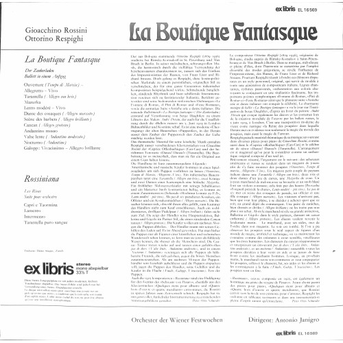 CD + LP: Rossini, Respighi, Orchester Der Wiener Festwochen, Antonio Janigro – La Boutique Fantasque / Rossiniana - 1970