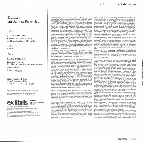 CD + LP: Joseph Haydn, Luigi Tomasini, Eduard Melkus, Capella Academica Wien – Violinkonzerte - Konzert Auf Schloss Esterhazy