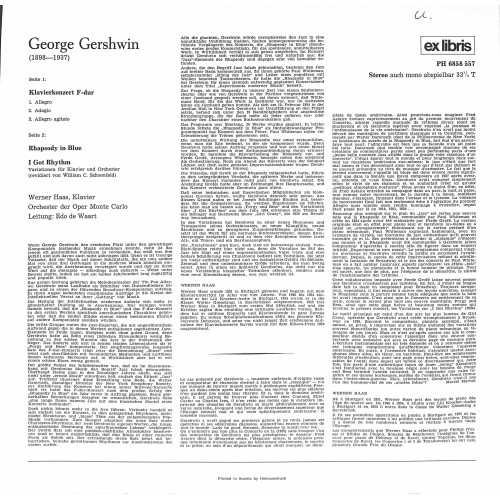 CD + LP: George Gershwin, Monte Carlo Opera Orchestra, Werner Haas, Edo de Waart – Klavierkonzert F-dur, Rhapsody In Blue, Variationen Über "I Got Rhythm"