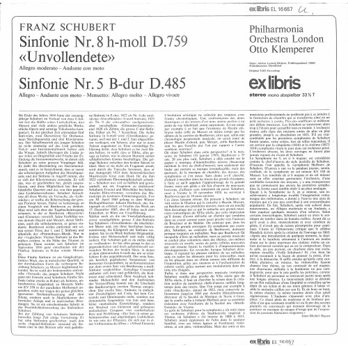 CD + LP: Franz Schubert, Philharmonia Orchestra London, Otto Klemperer – Sinfonie Nr. 8 H-Moll "Unvollendete" / Sinfonie Nr. 5 B-Dur