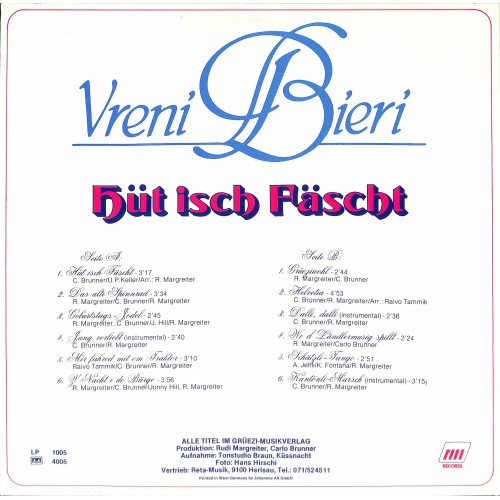 CD-Kopie von Vinyl: Vreni Bieri – Hüt isch Fäscht 