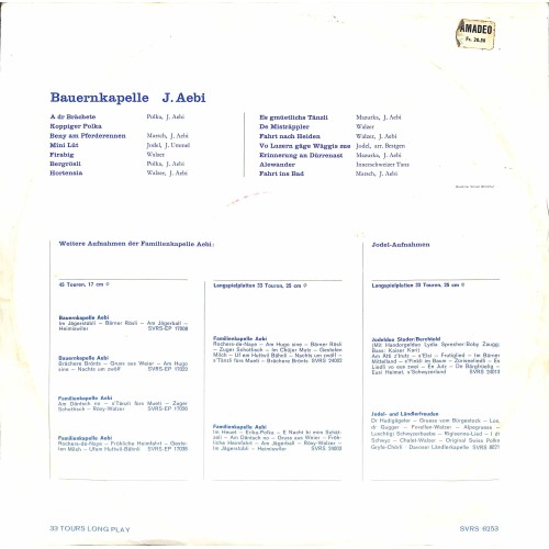 CD-Kopie von Vinyl: Familienkapelle J. Aebi – Bauernkapelle Aebi