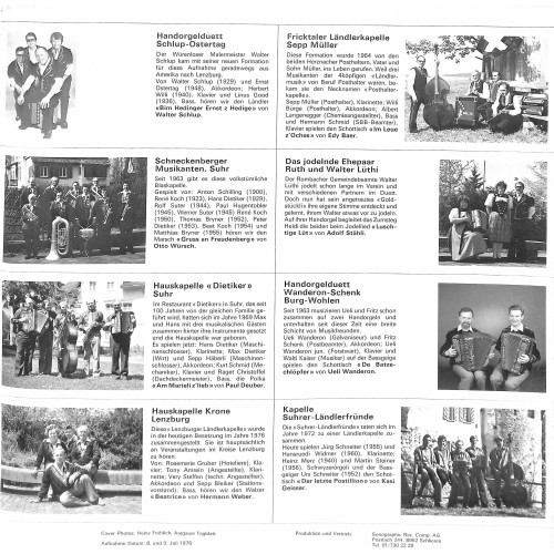 CD-Kopie von Vinyl: «Mis Aargäu» Ländlermusig, Jodelgesang, lose chönt me schtundelang
