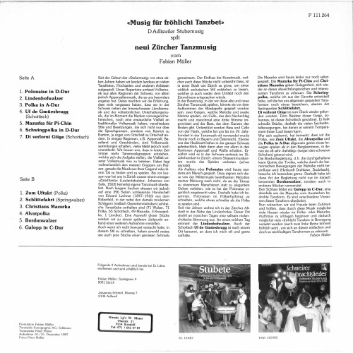 CD-Kopie von Vinyl: Adliswiler Stubemusig – Musig Für Fröhlichi Tanzbei - 1987