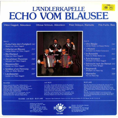 CD-Kopie von Vinyl: Ländlerkapelle Echo Vom Blausee – Lac Bleu - Blue Lake - 1984