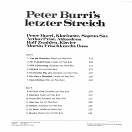 CD-Kopie von Vinyl: Kapelle Peter Burri – Peter Burri's Letzter Streich - 1978