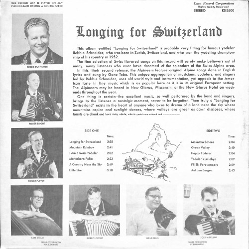 CD-Kopie von Vinyl: Robbie's Alpineers – Longing For Switzerland
