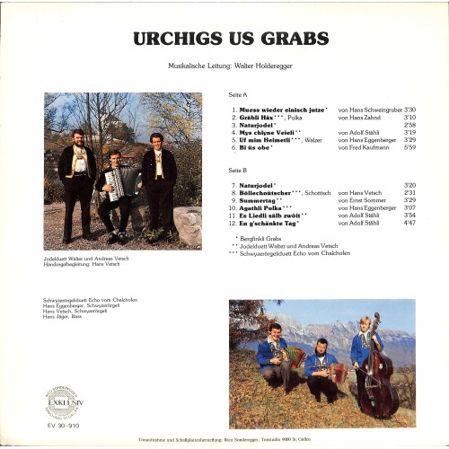 CD-Kopie von Vinyl: Jodlerklub Bergfinkli Grabs - Urchigs us Grabs - Walter Holderegger