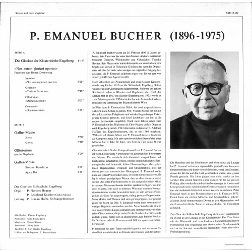 CD + LP: Der Chor Der Stiftschule Engelberg, P. Emanuel Bucher – Musik Aus Dem Kloster Engelberg 2