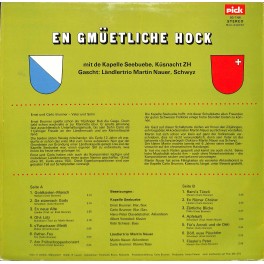 CD-Kopie von Vinyl: Kapelle Seebuebe, Küsnacht / ZH Gascht: Ländlertrio Martin Nauer, Schwyz – En Gmüetliche Hock - 1975 
