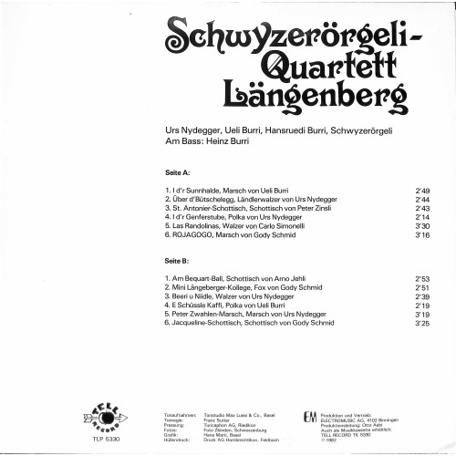 CD-Kopie von Vinyl: Schwyzerörgeli-Quartett Längenberg  - 1982 