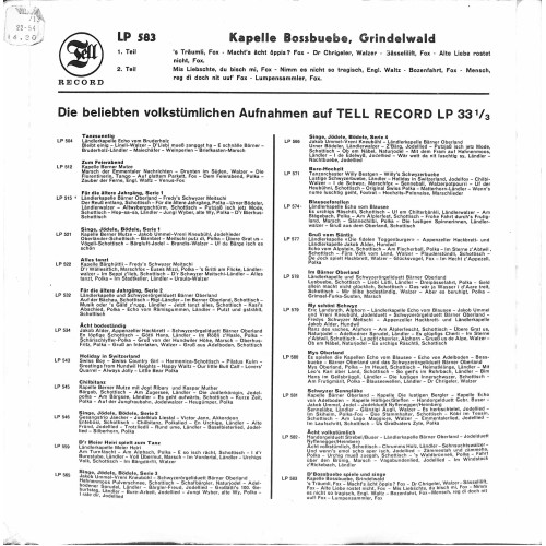 CD-Kopie von Vinyl: Kapelle Bossbuebe, Grindelwald – D'Bossbuebe Spiele Und Singe - LP 583