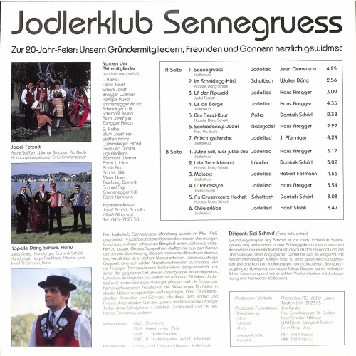 CD-Kopie von Vinyl: Jodlerklub Sennegruess – Jodlergrüess Vom Mänzbärg - 1985 