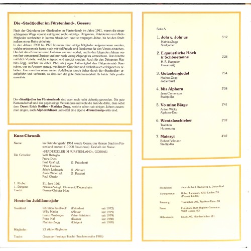 CD-Kopie von Vinyl: Stadtjodler im Fürstenland Gossau - 25 Jahre - 1986