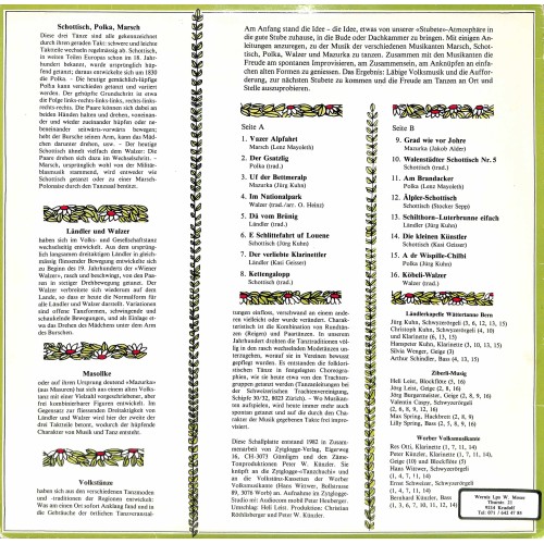 CD-Kopie von Vinyl: Ländlerkapelle Wättertanne Bern, Ziberli-Musig, Worber Volksmusikante – Tanzstubete - 1983 