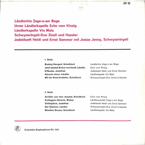 CD-Kopie von Vinyl: Ländlertrio Zoge-n-am Boge, Echo vom Kinzig, Via Mala u.a.
