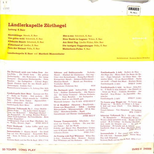 CD Ländlerkapelle Zürihegel Leitung: Edwin Baer , Jodel: Martheli Mumenthaler