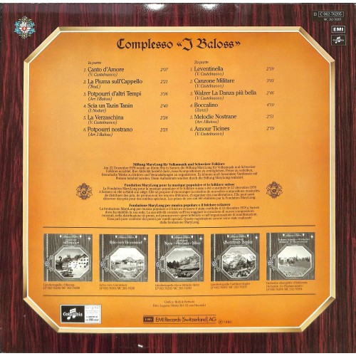 CD-Kopie von Vinyl: Complesso "I Baloss" – Complesso "I Baloss" - 1980 - Ticino