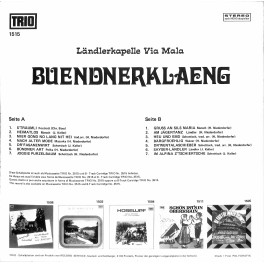 CD-Kopie von Vinyl: Ländlerkapelle Via Mala – Büendnerkläeng