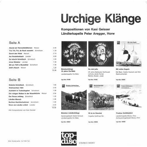 CD-Kopie von Vinyl: Kapelle Peter Aregger, Horw – Urchige Klänge - 1972 