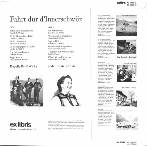 Occ. LP Vinyl: Kapelle René Wicky & Bertely Studer - Fahrt dur d'Innerschwiiz