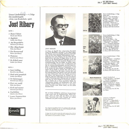 Occ. LP Vinyl: Echo vom Bruderholz spielt Jost Ribary - 1964