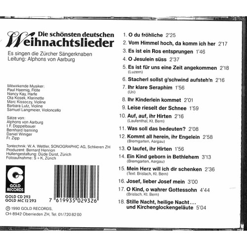 CD Die schönsten Weihnachtslieder - Zürcher Sängerknaben