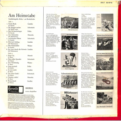 CD-Kopie von Vinyl: Ländlerkapelle «Echo Vom Bruderholz» – Am Heimatabe - 1967