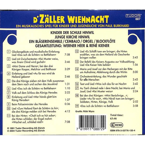 CD D'Zäller Wiehnacht von der Schule Hinwil - Paul Burkhard