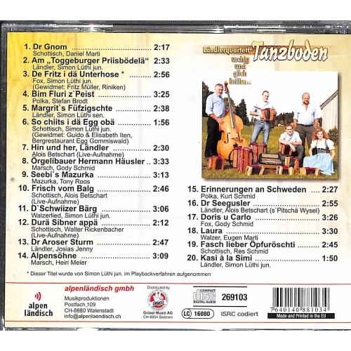 CD urchig und glich brillant - Ländlerquartett Tanzboden