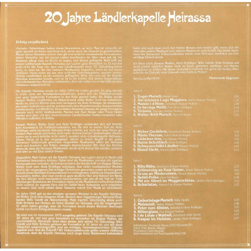 CD-Kopie von Vinyl: 20 Jahre Ländlerkapelle Heirassa - Doppelalbum