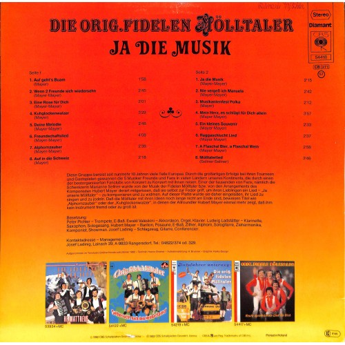 CD-Kopie von Vinyl: Die Orig. Fidelen Mölltaler - Ja die Musik -1982