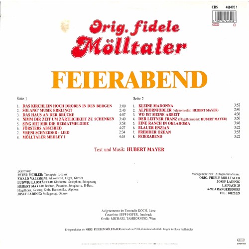 CD-Kopie von Vinyl: Die Orig. Fidelen Mölltaler -Feierabend - 1990