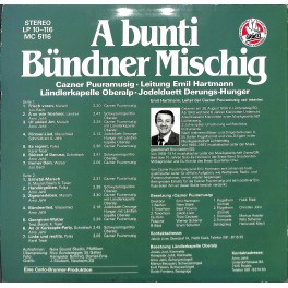 LP + CD: Cazner Puuramusig, Ländlerkapelle Oberalp, JD Derungs-Hunger - A bunti Bündner Mischig - 1984