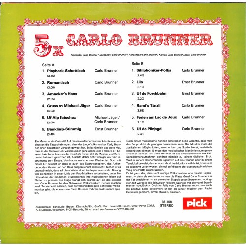 CD-Kopie von Vinyl: 5 x Carlo Brunner