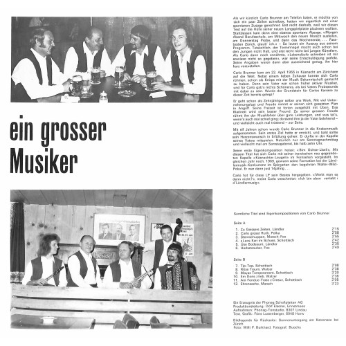 CD-Kopie von Vinyl: Ländlerkapelle Carlo Brunner - Verliebt i d'Ländlermusig