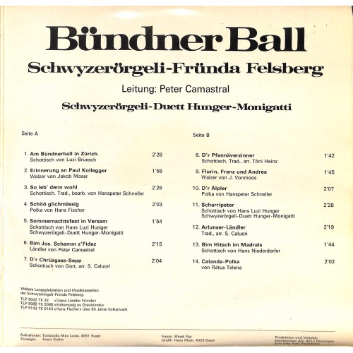 Occ.-LP: Bündner Ball - Schwyzerörgeli-Fründa Felsberg