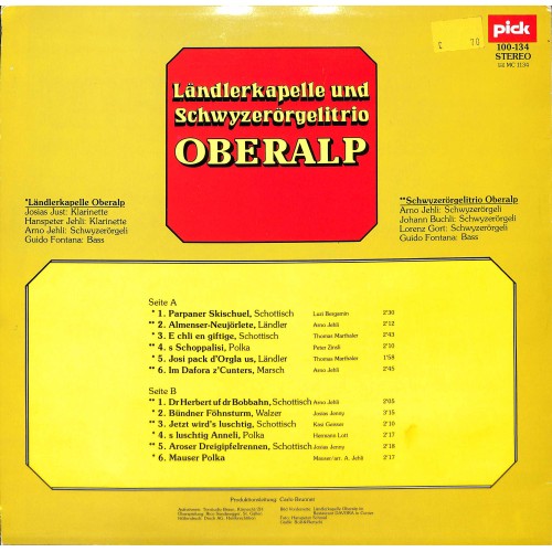 CD-Kopie von Vinyl: Ländlerkapelle und Schwyzerörgelitrio Oberalp - 1978
