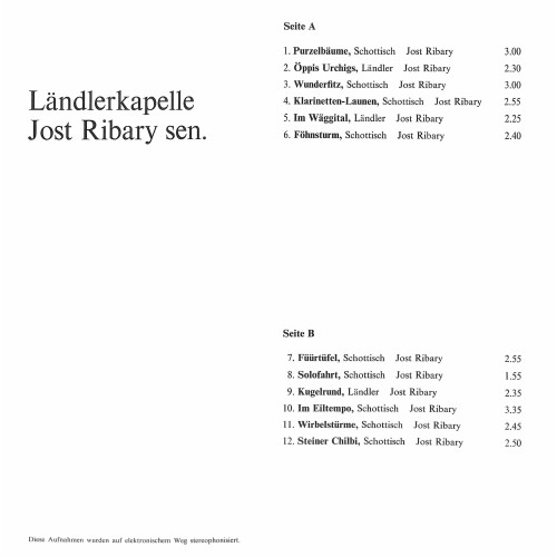 CD-Kopie von Vinyl: In memoriam Jost Ribary - Originalaufnahmen von Jost Ribary sen.