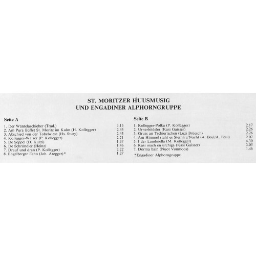 Occ. LP: St. Moritzer Huusmusig und Engadiner Alphorngruppe - 1978