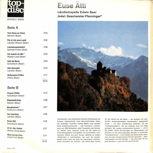 CD-Kopie von Vinyl: Ländlerkapelle Edwin Baer - Euse Ätti