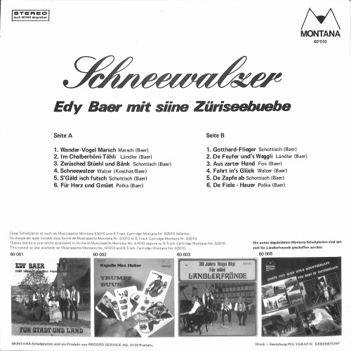 CD-Kopie von Vinyl: Edy Baer mit siine Züriseebuebe - Schneewalzer