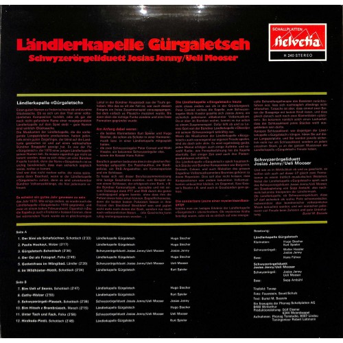 CD-Kopie von Vinyl: Ländlerkapelle Gürgaletsch mit Josias Jenny, Ueli Mooser - H 240
